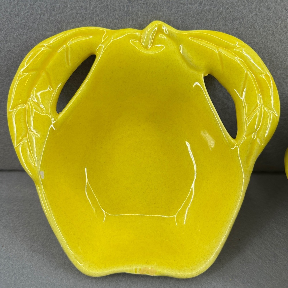 Vintage Mid Century‎ Modern Ceramic Bowl Yellow Candy Nut Dish Set of 5